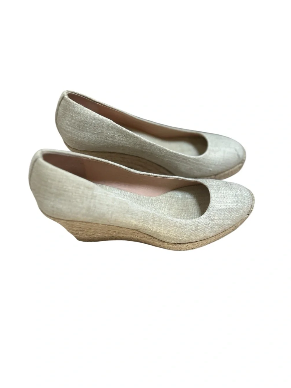 J. Crew Natural Linen Espadrille Wedge Pumps